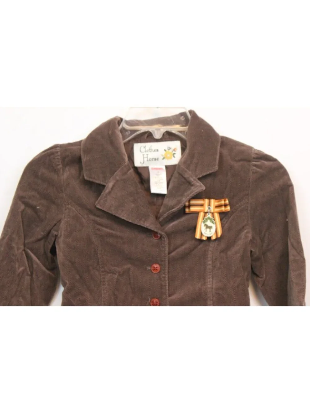 2007 Gymboree Equestrian Club Herringbone Velveteen Blazer sz 9 Show Horse Bow